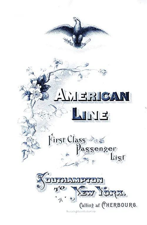 GGA Image ID # 158ef3d3f0 Passenger List, SS New York, American Line, February 1904