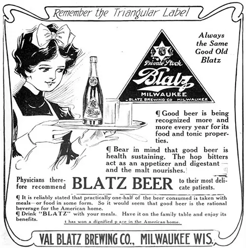 1944 Blatz Beer: Always In Company With Good Taste Vintage Print Ad