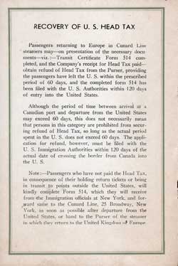 GGA Image ID # 2327467d84 Explanation for the Recovery of the US Head Tax from the Cunard Line, 1931.