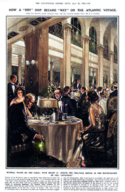 GGA Image ID # 20cf2dc729 Mineral Water on the Table; Wine Below It: Hiding the Tell-Tale Bottle in the Dining-Saloon of the SS Leviathan.