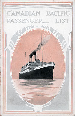 SS Metagama Passenger List - 17 August 1923