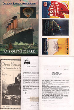 GGA Image ID # 23273569fb Collage of Ocean Liner Ephemera Catalogs from the 1990s.